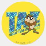 TAZ™ Tornado Terror Plaid Classic Round Sticker