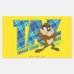 TAZ™ Tornado Terror Plaid Rectangular Sticker