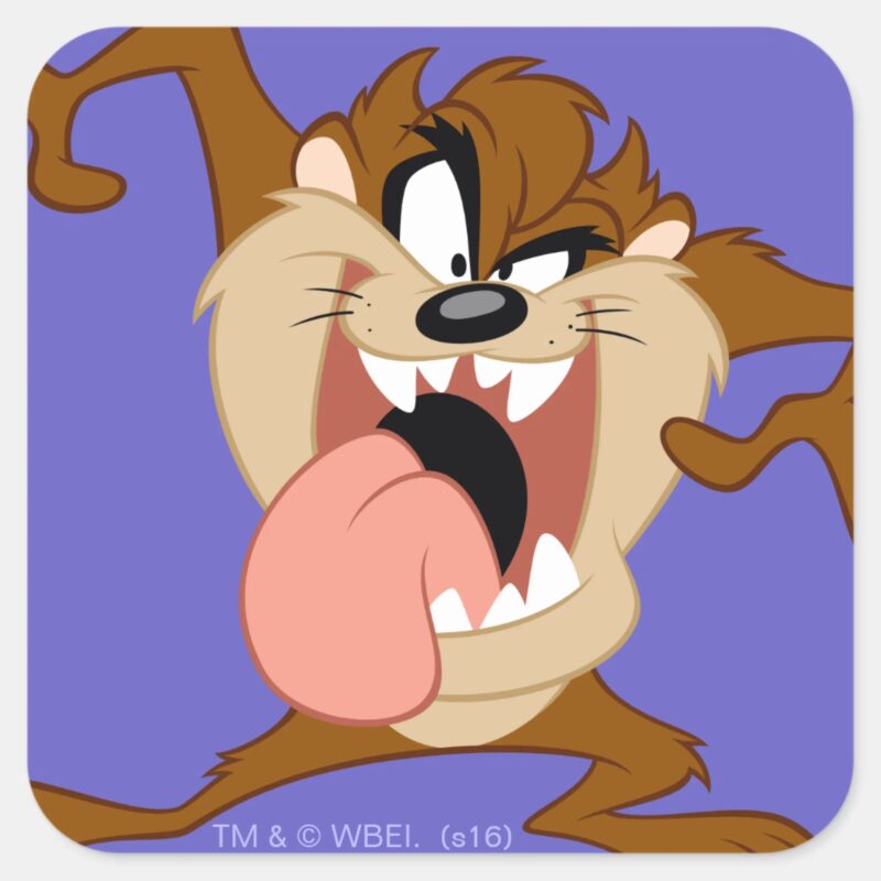 TAZ™ Sticking His Tongue Out Square Sticker TAZ™ Sticking His Tongue Out Square Sticker