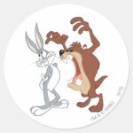 TAZ™ And BUGS BUNNY™ Not Even Flinching Color Classic Round Sticker