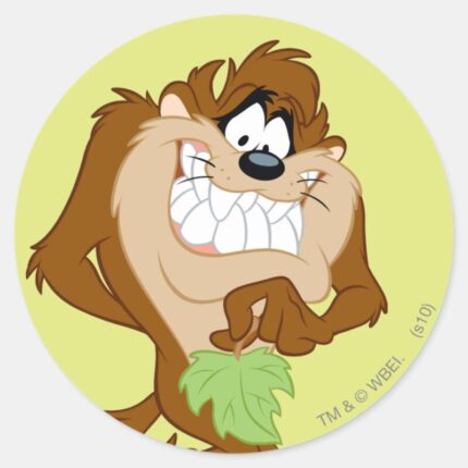 TAZ™ Holding A Leaf Classic Round Sticker