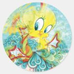 TWEETY™ In Blue Wave Classic Round Sticker