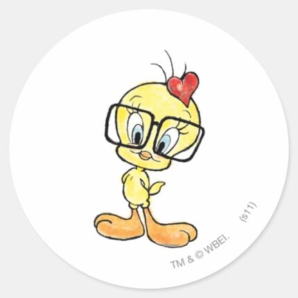 TWEETY™ Nerd Classic Round Sticker