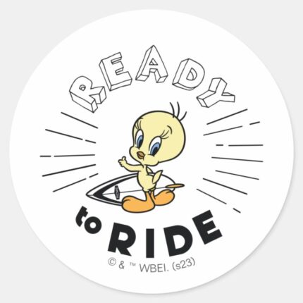 TWEETY™ Surfboard Ready To Ride Classic Round Sticker