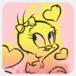 TWEETY™ With Hearts Square Sticker