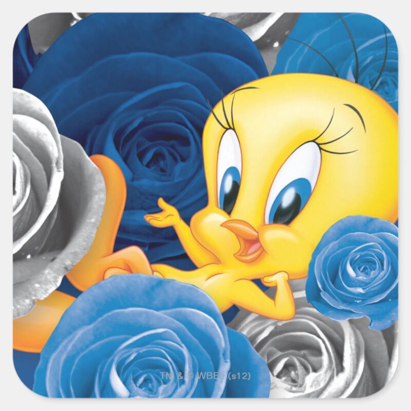 TWEETY™ With Roses Square Sticker TWEETY™ With Roses Square Sticker