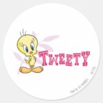 TWEETY™ Pink Classic Round Sticker