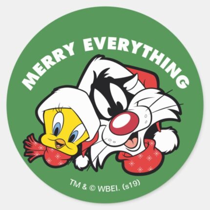 TWEETY™ SYLVESTER™ Merry Everything Classic Round Sticker