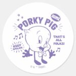 Tasty Retro Porky Pig Classic Round Sticker