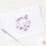 Tasty Retro Porky Pig Classic Round Sticker