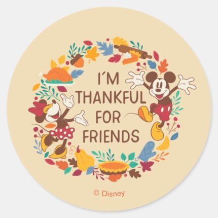 Thanksgiving Joy With Mickey And Minnie Classic Round Sticker