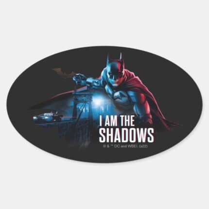 The Batman Character Graphic I Am The Shadows Oval Sticker