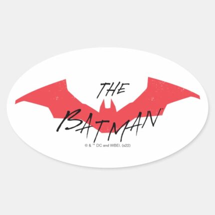 The Batman Handwritten Bat Logo Oval Sticker