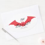 The Batman Handwritten Bat Logo Oval Sticker