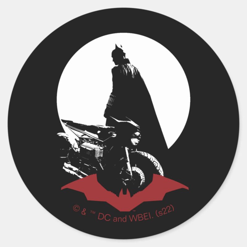 The Batman Motorcycle Silhouette Classic Round Sticker The Batman Motorcycle Silhouette Classic Round Sticker