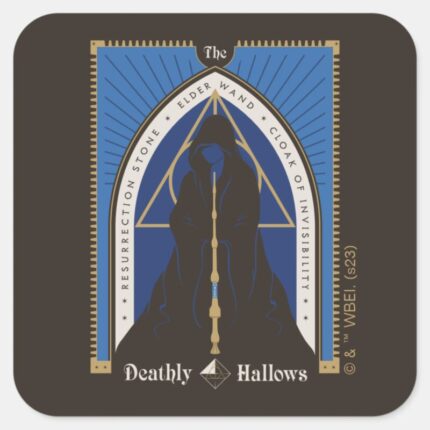 The Deathly Hallows Cloak Wand Stone Square Sticker