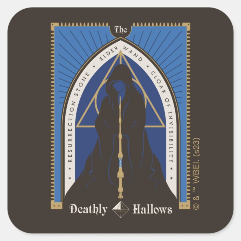 The Deathly Hallows Cloak Wand Stone Square Sticker The Deathly Hallows Cloak Wand Stone Square Sticker