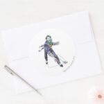The Joker Casts Cards Classic Round Sticker