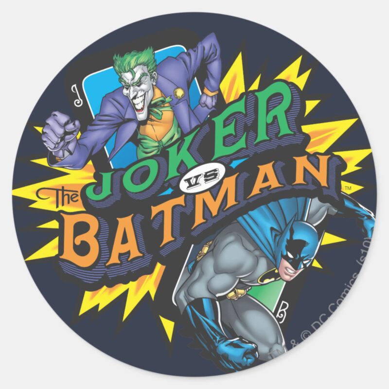 The Joker Vs Batman Classic Round Sticker The Joker Vs Batman Classic Round Sticker