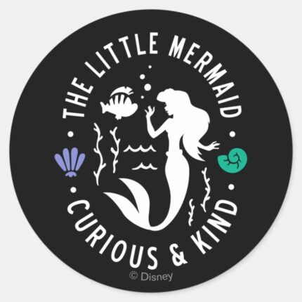 The Little Mermaid Outline Curious Kind Classic Round Sticker