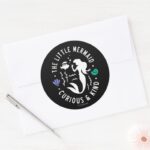 The Little Mermaid Outline Curious Kind Classic Round Sticker