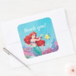 The Little Mermaid Summer Pool Party Birthday Square Sticker
