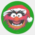 The Muppets Christmas Animal Face Classic Round Sticker