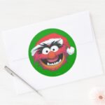 The Muppets Christmas Animal Face Classic Round Sticker