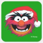 The Muppets Christmas Animal Face Square Sticker