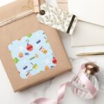 The Muppets Christmas Holiday Pattern Square Sticker
