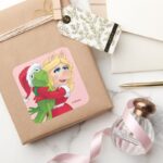 The Muppets Kermit Miss Piggy Christmas Square Sticker