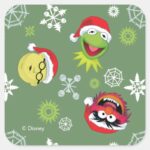 The Muppets Merry Christmas Pattern Square Sticker