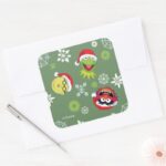 The Muppets Merry Christmas Pattern Square Sticker