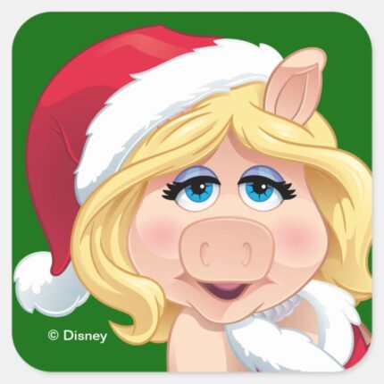 The Muppets Miss Piggy Santa Claus Square Sticker