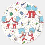 Thing One Thing Two Celebration Pattern Classic Round Sticker