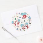 Thing One Thing Two Celebration Pattern Classic Round Sticker
