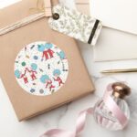 Thing One Thing Two Celebration Pattern Classic Round Sticker