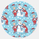 Thing One Thing Two Snowman Pattern Classic Round Sticker