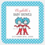 Thing One Thing Two Twins Baby Shower Square Sticker