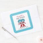Thing One Thing Two Twins Baby Shower Square Sticker