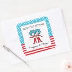 Thing One Thing Two Twins Birthday Square Sticker
