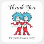 Thing One Thing Two Twins Birthday Thank You Square Sticker