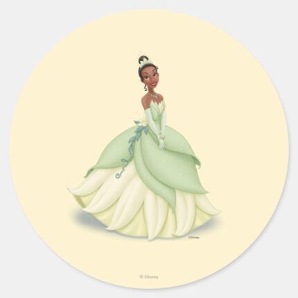 Tiana Green Dress Classic Round Sticker
