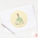 Tiana Green Dress Classic Round Sticker