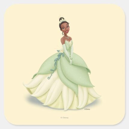 Tiana Green Dress Square Sticker