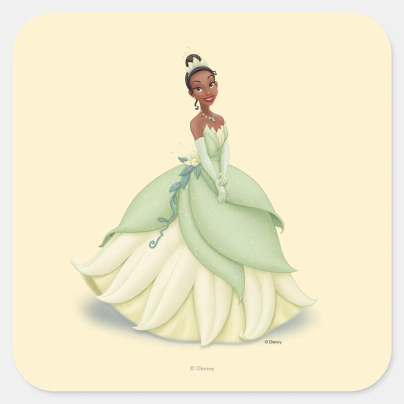 Tiana Green Dress Square Sticker Tiana Green Dress Square Sticker