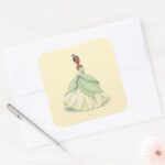 Tiana Green Dress Square Sticker