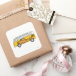 Tickle Bus Square Sticker