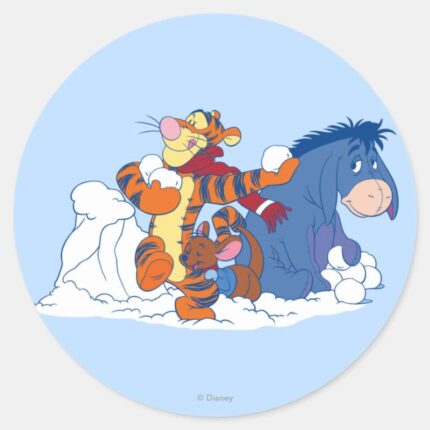 Tigger Roo And Eeyore Classic Round Sticker