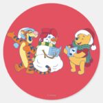 Tigger And Pooh Carolling Classic Round Sticker